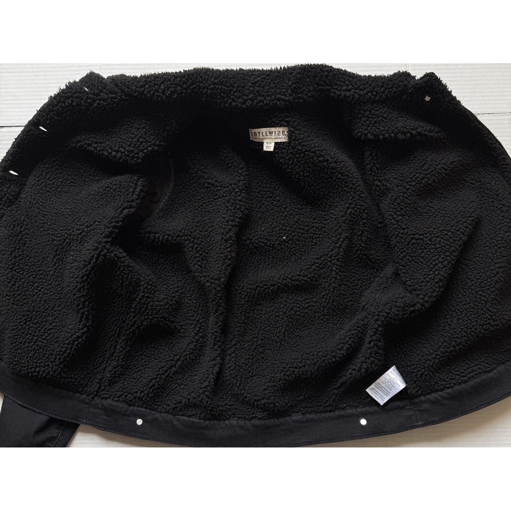 IDYLLWIND - Women's Black Sherpa Lined Denim Cowboy Trucker Jacket - Small - Picture 4 of 7
